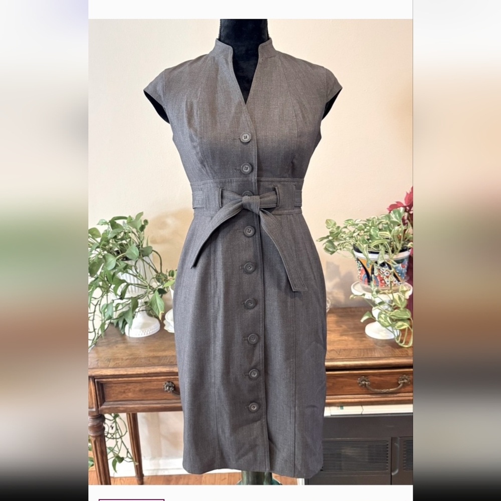 Calvin Klein Charcoal Button-Down Midi Dress